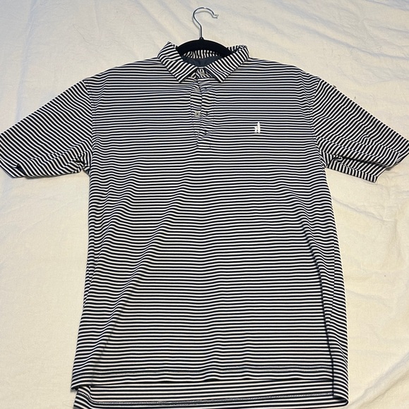 johnnie-O Navy and White Striped Prep-Performance Polo Shirt - Picture 1 of 3